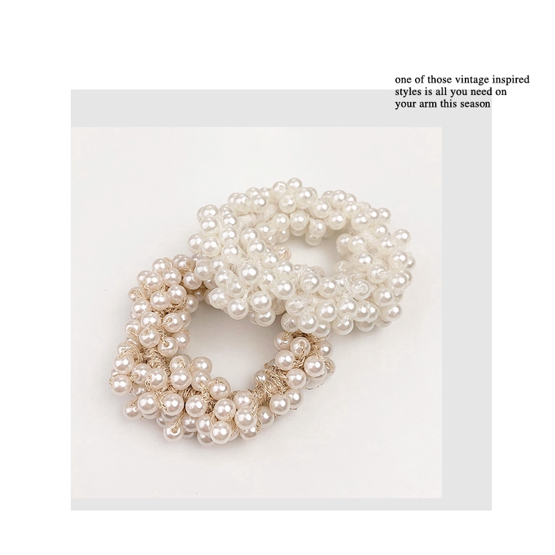 Dây buộc tóc da cao su đính ngọc trai giả cho nữ