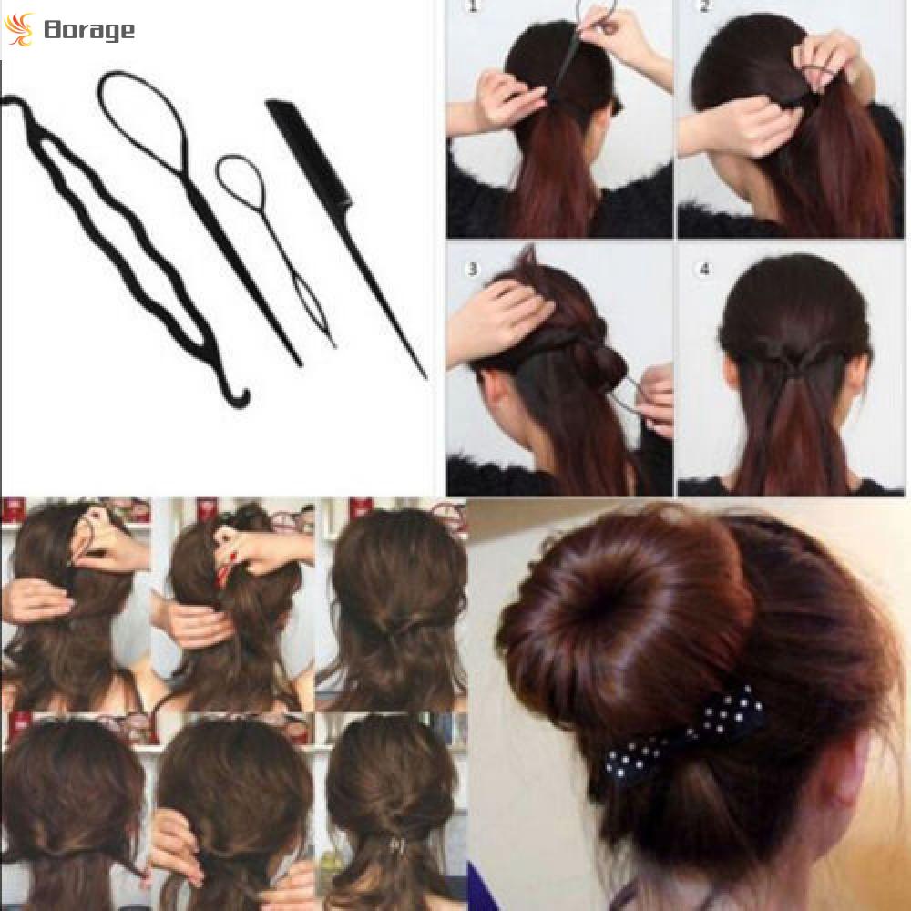 [Hàng mới về] Set 4 dụng cụ tạo kiểu tết tóc búi cao thời trang cho nữ