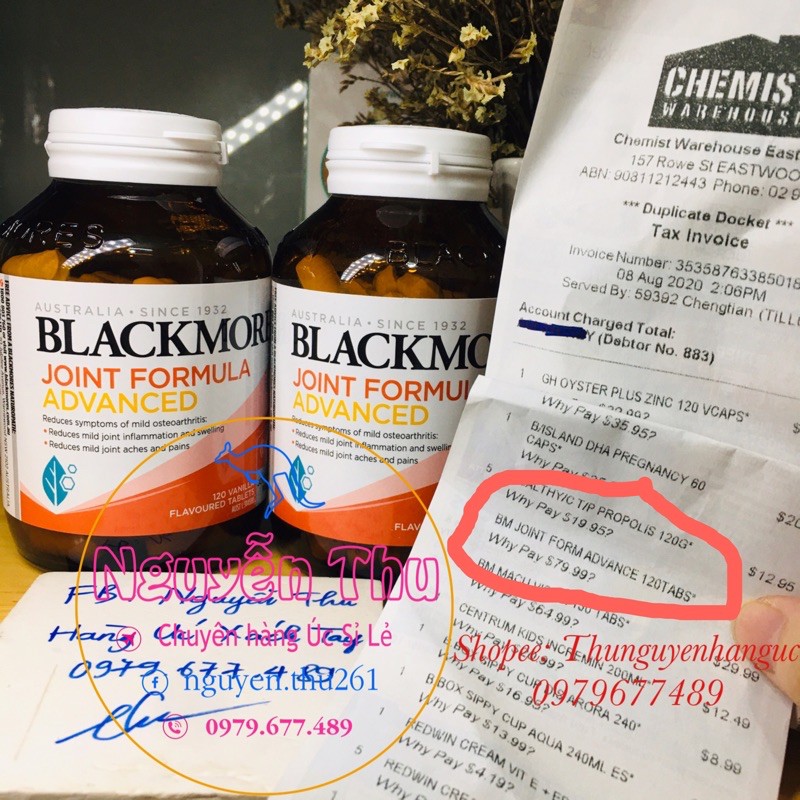 Blackmores Joint Formula Advanced 120 viên Úc - Viên uống hỗ trợ thoái hóa xương khớp, viêm đau sưng khớp - Bill Chemist