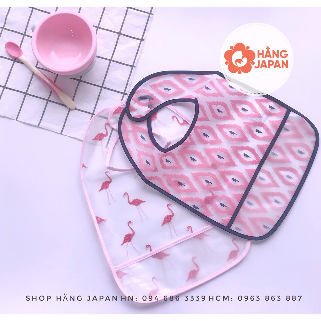 set 2 yếm chống thấm có máng, siêu nhẹ, sịn sò, cute MÀU NGẪU NHIÊN