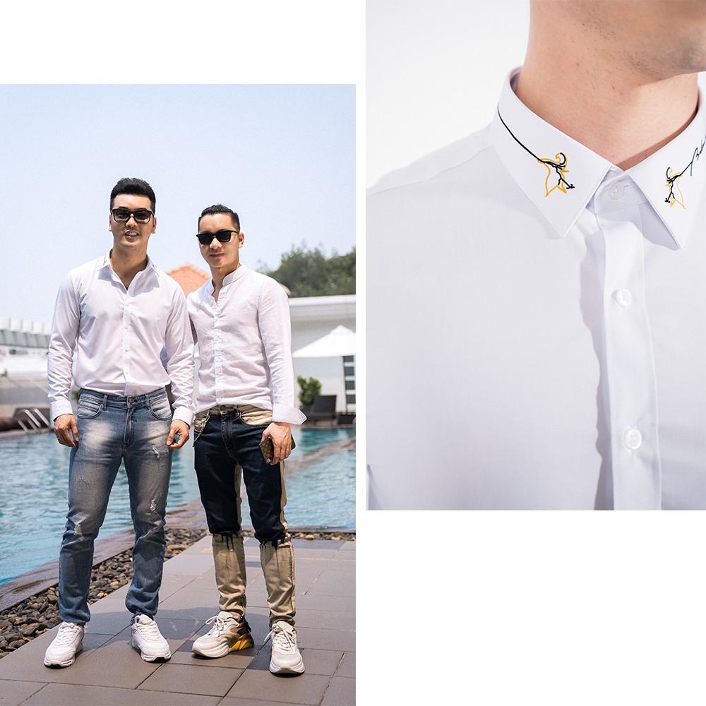 Áo sơ mi nam trắng Biluxury thêu cổ hoa diên vĩ đẳng cấp form chuẩn bodyfit ít nhăn chống bám bụi 5SMDT001TRK | BigBuy360 - bigbuy360.vn