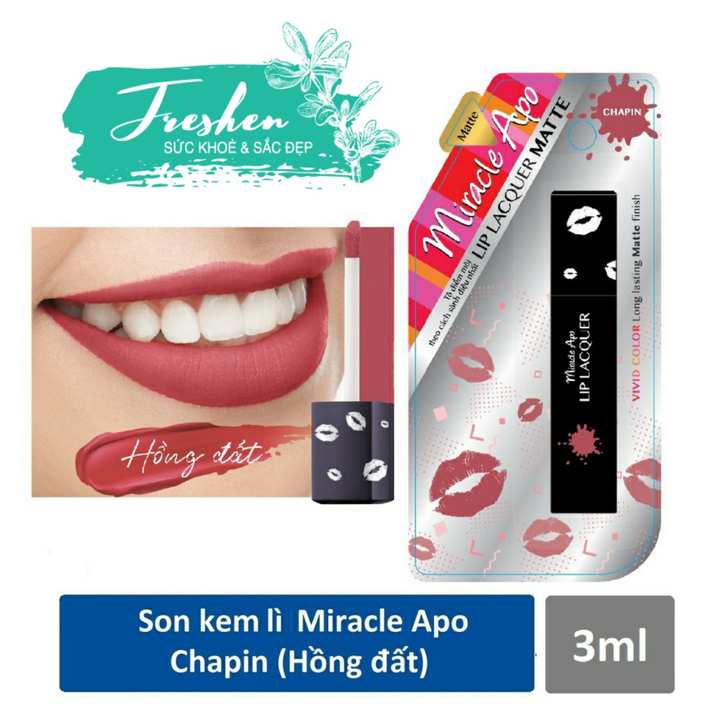 ✅ (CHÍNH HÃNG) Son kem lì Miracle Apo Lip Lacquer Matte 3ml (Bao bì mới)