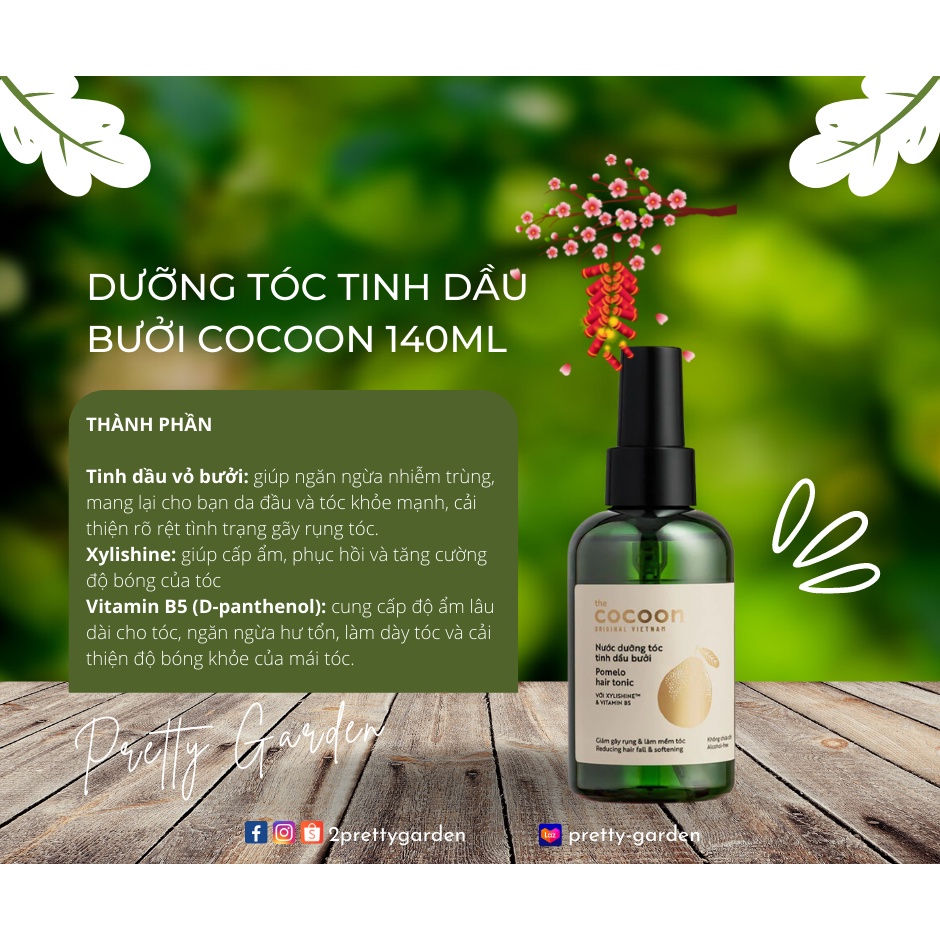 Xịt dưỡng tóc tinh dầu bưởi Pomelo Cocoon 140ml - Phiên bản gấp đôi lượng dầu dưỡng | BigBuy360 - bigbuy360.vn