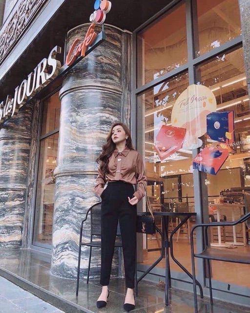 {giá sale} {Giá xuất xưởng} Quần Baggy Cúc Bọc vải tuyết mưa cao cấp chất đẹp chất đẹp..