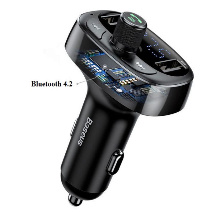 Sản Phẩm Tẩu nghe nhạc trên ô tô nhãn hiệu Baseus CCALL-TM01 Kết nối Bluetooth V4.2, cổng USB 3.4A