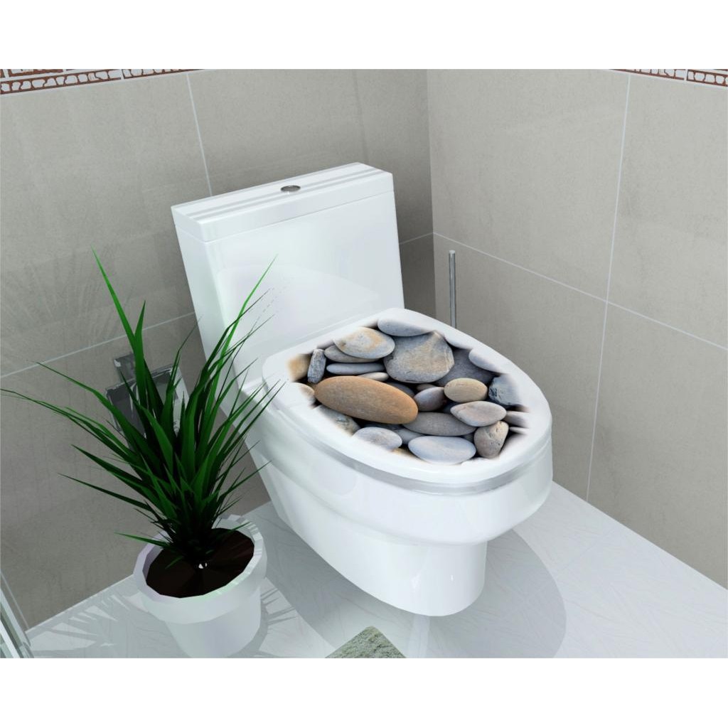 Decal dán nắp tolet decal trang trí sỏi đá BINBIN BC03 (có sẵn keo)