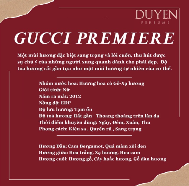 Nước hoa mini 20ml GUCCI PREMIERE | Thế Giới Skin Care
