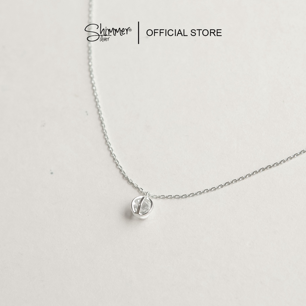 Dây Chuyền Nữ Bạc 925 Shimmer Silver Mặt Lồng Viên Đá Tròn Đẹp Sang Trọng - Outlet 101