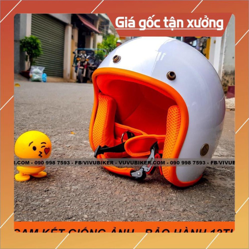 KHO SG- Mũ nón bảo hiểm 3/4 trắng lót cam - NHIỀU MÀU LÓT NÓN lựa chọn cho nón 3/4 phượt