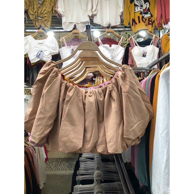 Áo voan crop top tay phồng cúp ngực siêu đẹp (A15