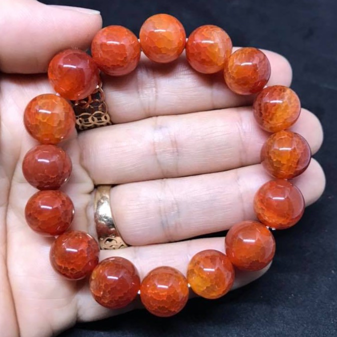 VÒNG TAY ĐÁ PHONG THỦY VÂN RỒNG ĐỎ 12LY