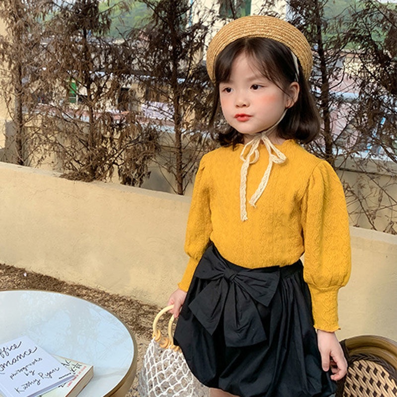 Áo Sơ Mi Cotton Mỏng Tay Phồng Dài Thoải Mái Thời Trang Xuân Thu Cho Bé Gái