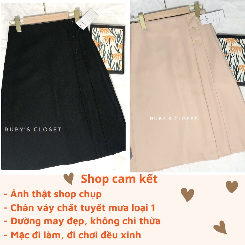 Chân váy dài xếp ly lưng cao, Chân váy chữ a công sở dài qua gối đẹp | BigBuy360 - bigbuy360.vn