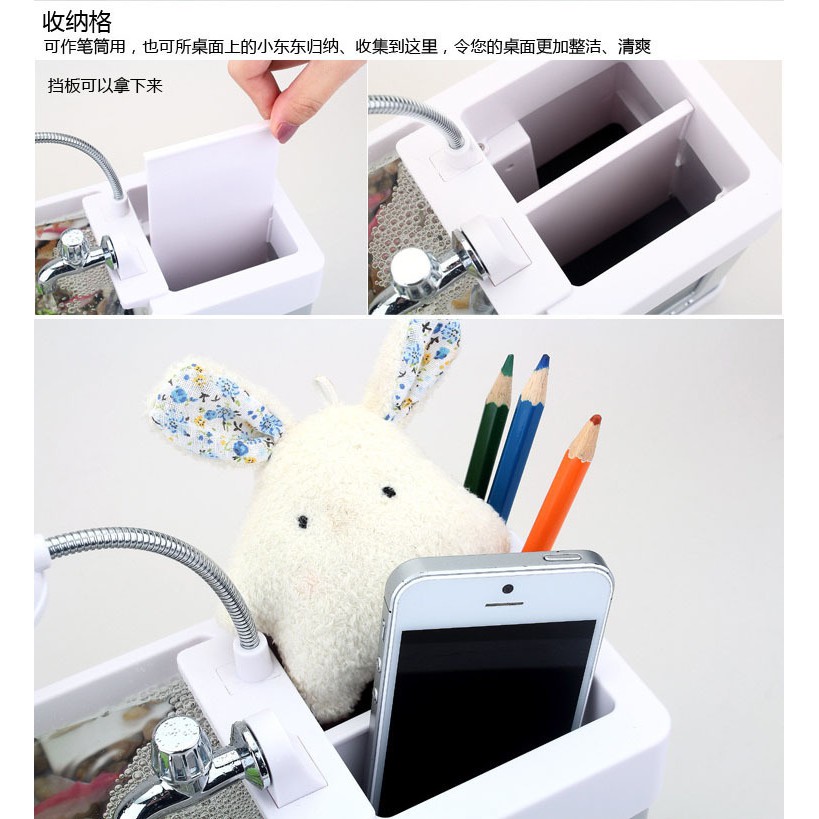 Bể Cá Mini  Free ship - bể cá phong thủy kiêm đồng hồ để bàn, có đèn led (có tặng kèm đá và cây cảnh)