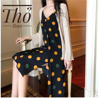 Đầm 2 dây chấm bi