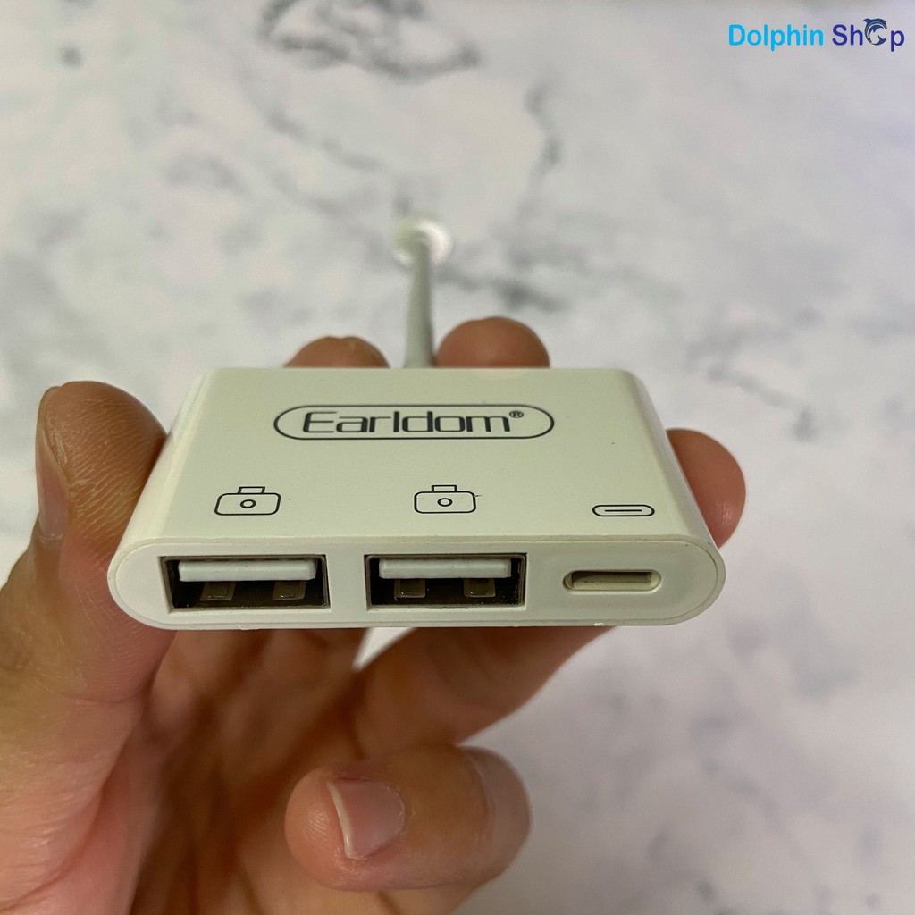 [Có Clip] Cáp OTG iPhone, iPad Earldom OT44 Tích hợp 2 cổng USB và 1 Cổng Lightning - Chính Hãng Earldom