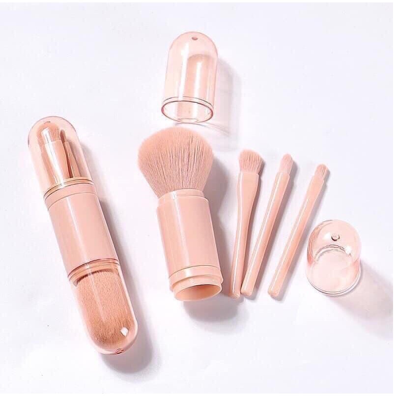 Bộ Cọ Trang Điểm Kèm Nắp Đậy 4 Trong 1, 5 trong 1 - Set cọ mini lông mềm siêu mịn, có nắp bảo vệ đầu lông cọ