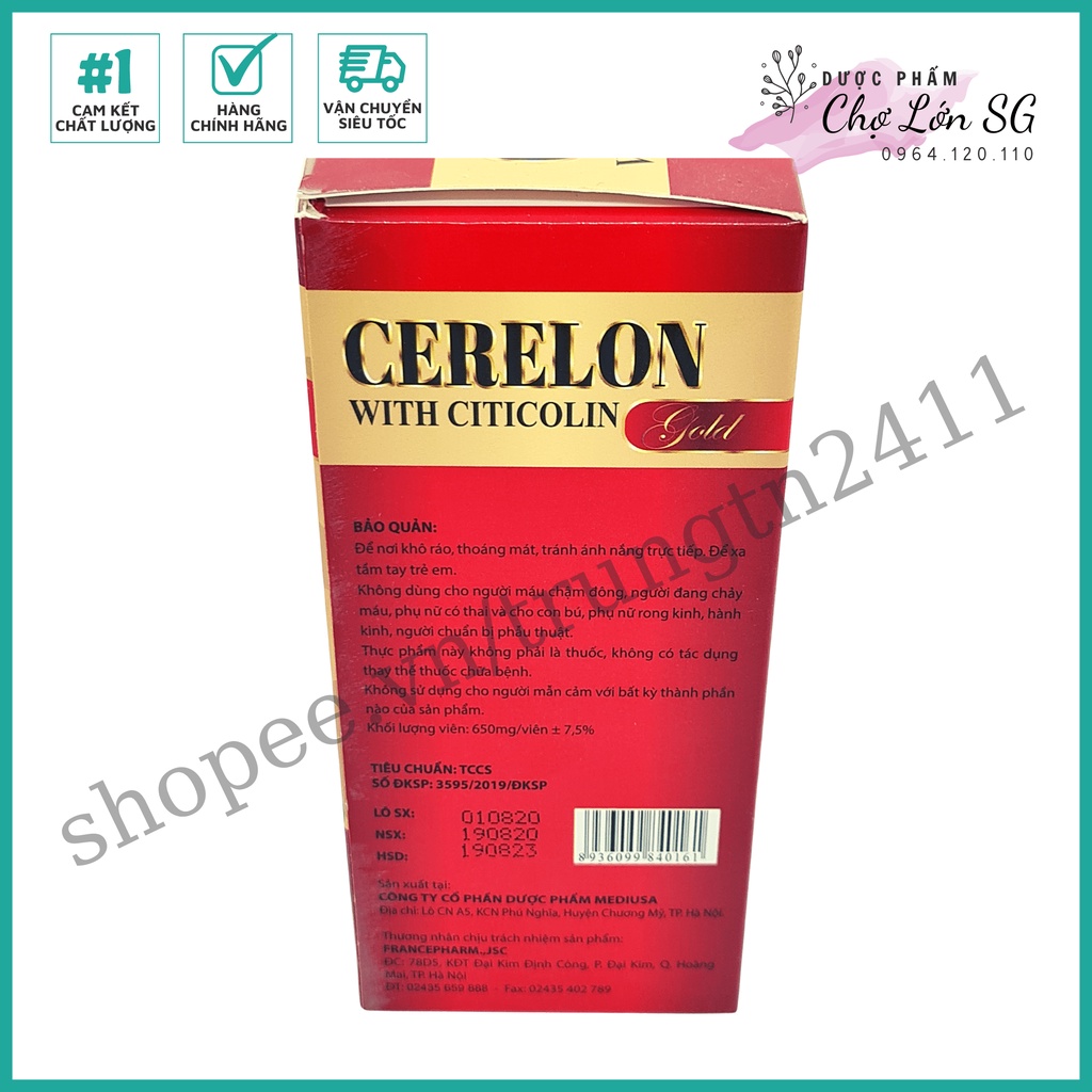 Viên uống bổ não CERELON GOLD giảm đau đầu, mất ngủ, hoa mắt chóng mặt