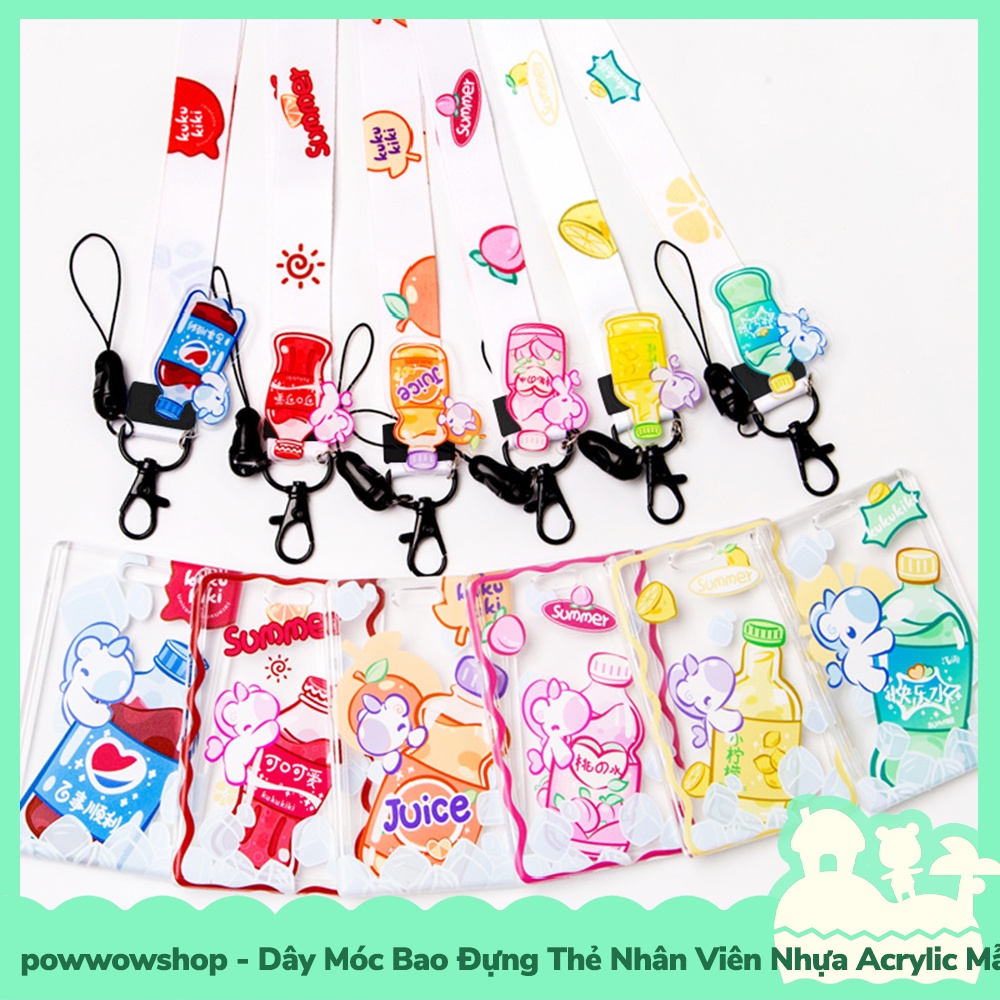 [Sẵn VN - Hỏa Tốc] Dây Móc Bao Đựng Thẻ Nhân Viên Nhựa Acrylic Mẫu Colorful Unicorn Bottle