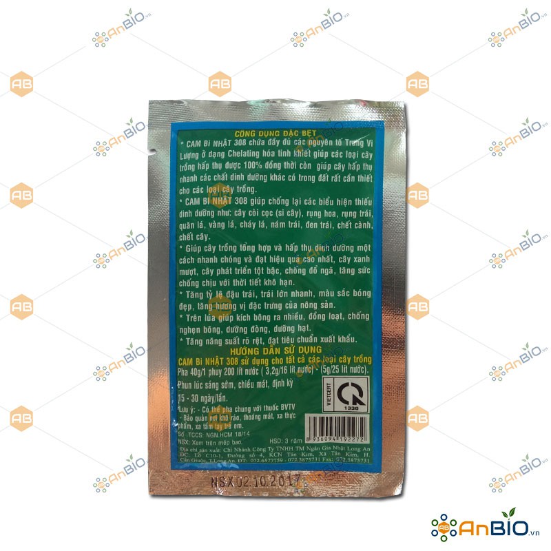 Phân bón TRUNG VI LƯỢNG Cam Bi Nhật  gói 40g SIÊU TĂNG TRƯỞNG-BỔ DƯỠNG - B2.1030