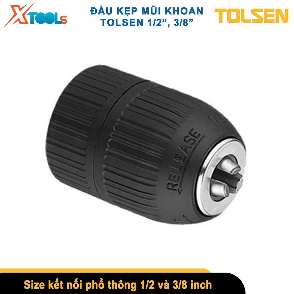 Đầu kẹp mũi khoan tự động không chìa Tolsen, đầu khoan không chìa tương thích nhiều loại mũi khoan size 3/8&quot;[CHÍNH HÃNG]