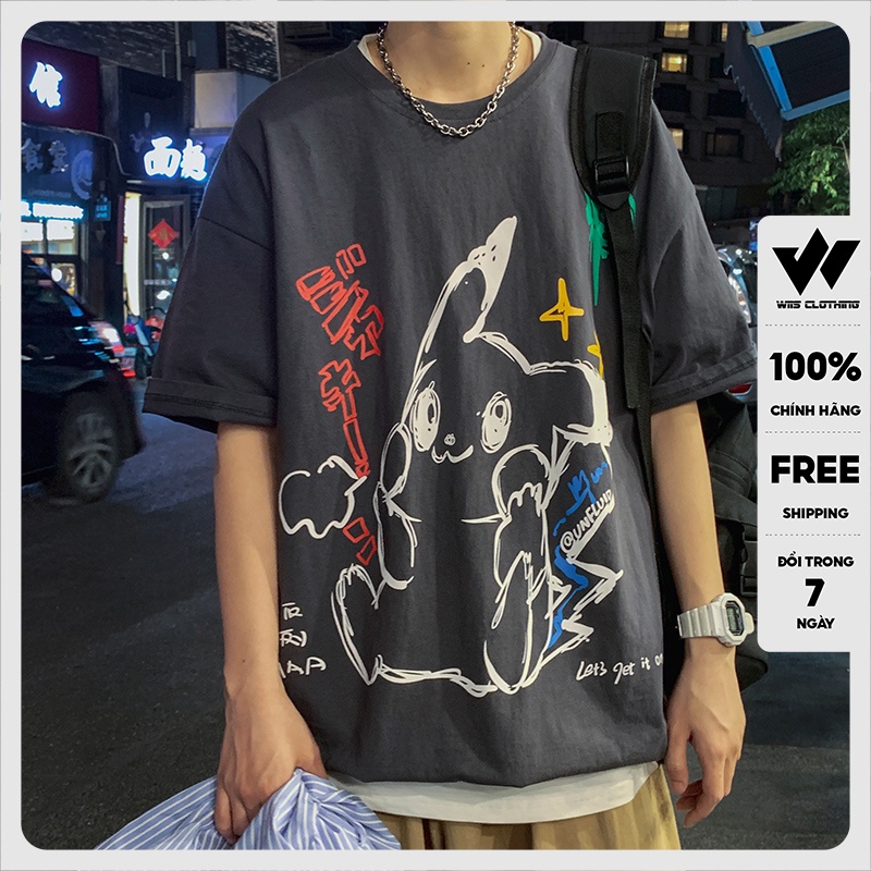 Áo phông tay lỡ WIIS unisex form rộng PIPIKA thời trang nam nữ oversize ulzzang