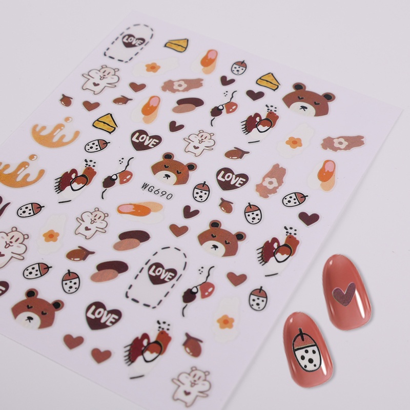 [Hàng mới về] Tấm miếng dán trang trí móng tay họa tiết da báo/ hoa/ hổ 3D nhiều màu sắc tự làm đa dạng tùy chọn