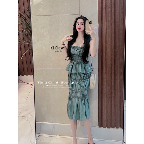 Set áo 2 dây mix chân váy nhún siêu sang chảnh