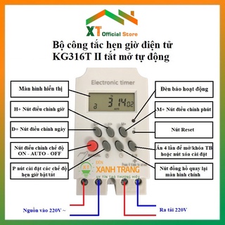 Bộ timer hẹn giờ thông minh KG316T-II Công tắc tắt mở tự động chuẩn công nghiệp 25A (có khóa phím)