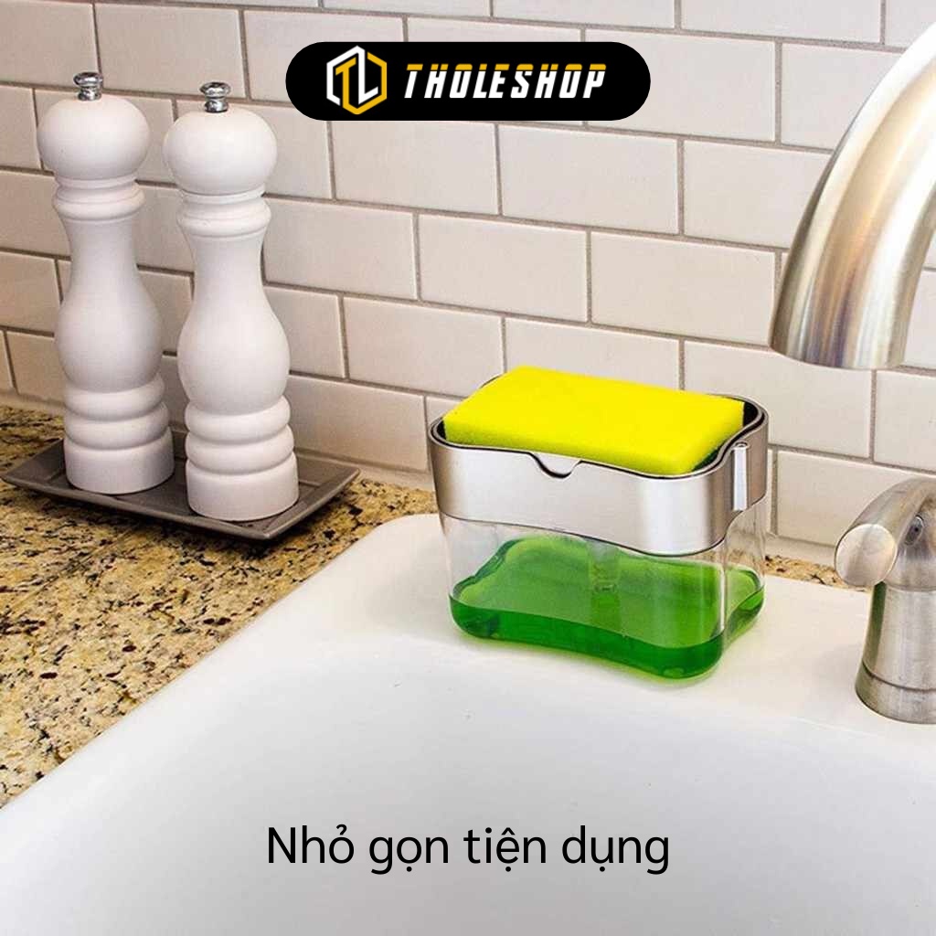 Hộp Đựng Nước Rửa Chén - Hộp Đựng Xà Phòng Rửa Chén Tạo Bọt Có Ngăn Để Giẻ Lau 9344