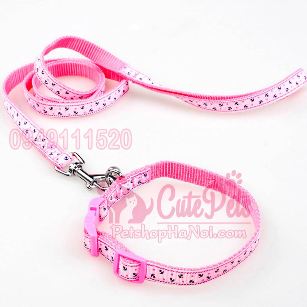 Dây dắt cho chó mèo dây kèm yếm ngực hoặc vòng cổ nhiều màu 2 lớp vải dù - CutePets