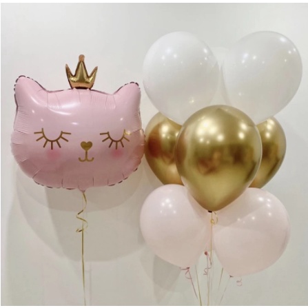 Bong bóng mèo vương miện trang trí tiệc sinh nhật, chụp hình, đồ chơi cho bé.