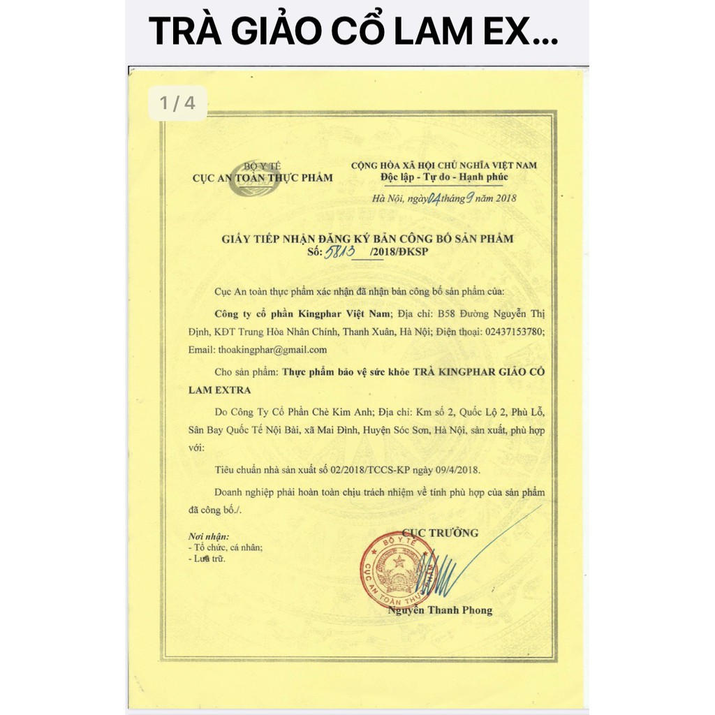 ✅ [CHÍNH HÃNG] TRÀ KINGPHAR GIẢO CỔ LAM EXTRA