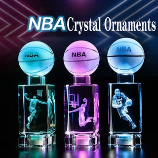 NBA Kobe James Harden Crystal Basketball Decoration Glowing Lights Pattern Decor Birthday Gifts