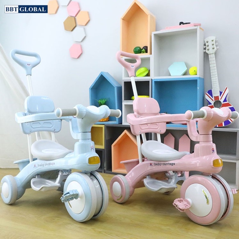 ◆▧XE ĐẨY CHO BÉ KIÊM CHÒI CHÂN, ĐẠP 3 BÁNH 618 CÓ NHẠC, KHUNG BẢO VỆ