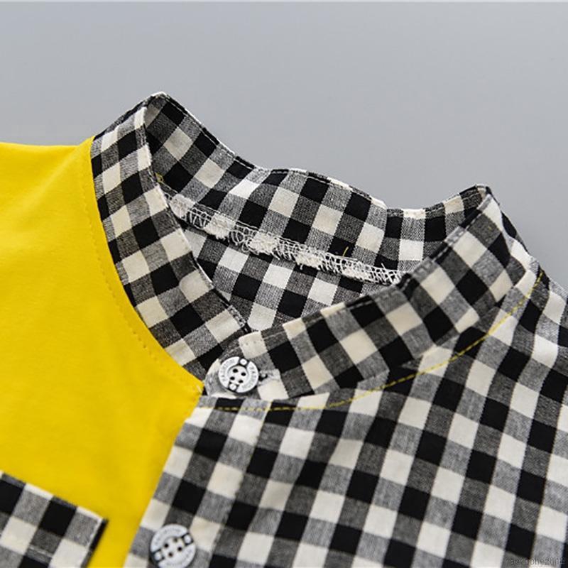 Bộ áo ngắn tay kẻ ca rô + quần short cho bé