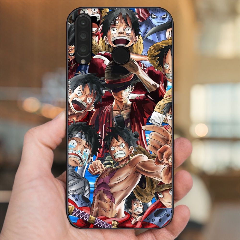 Ốp lưng Huawei P30 Lite, Nova 4e viền đen in hình Luffy One Piece