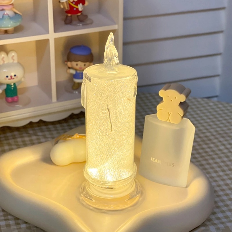 Đèn LED hình nến trong suốt độc đáo trang trí nhà cửa/ tiệc cưới sáng tạo