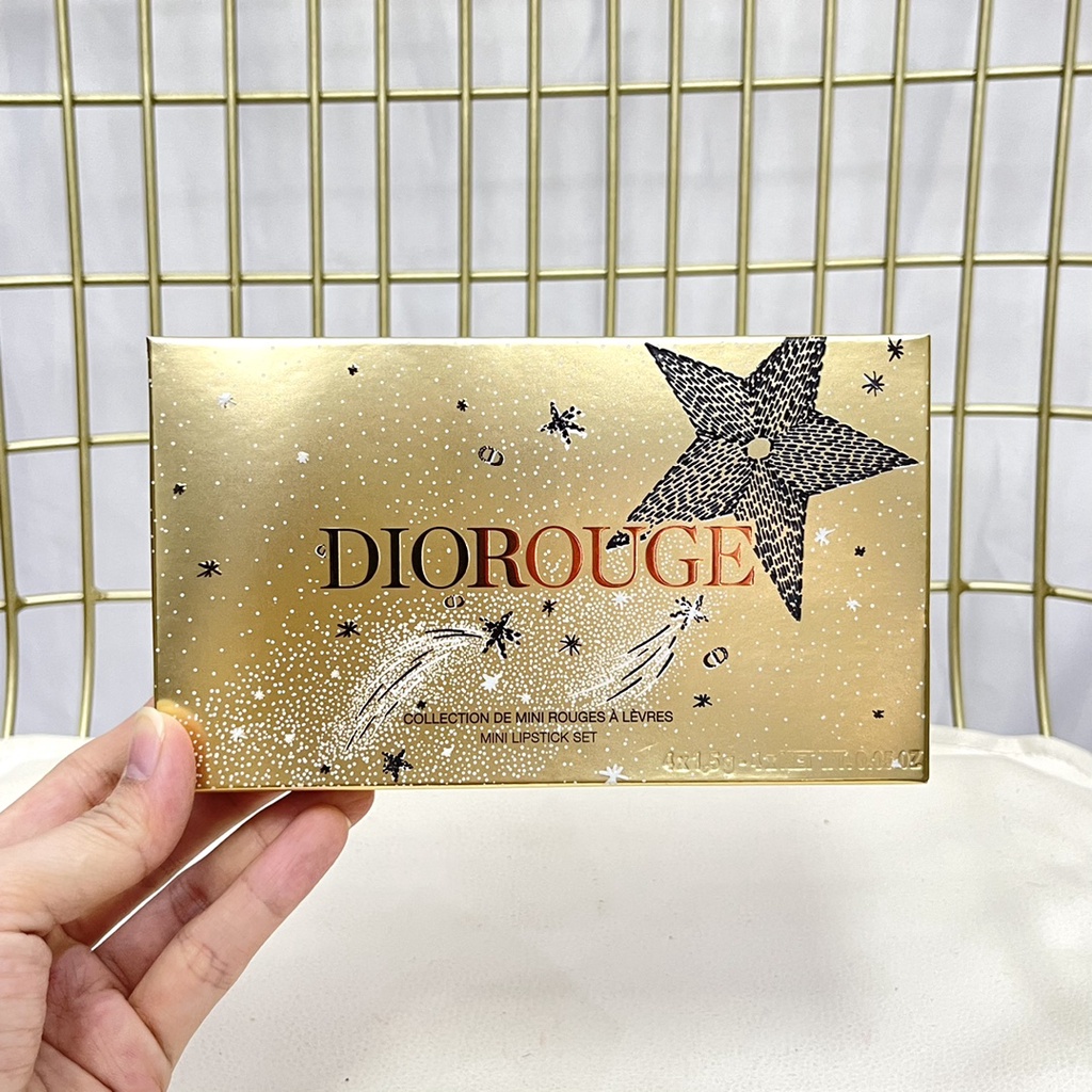 Bộ 4 thỏi son môi DIOR blue gold mẫu thử phiên bản Giáng sinh