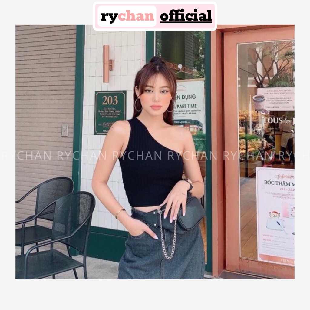 Áo Croptop Lệch Vai Thun Gân 3 Màu - CR970