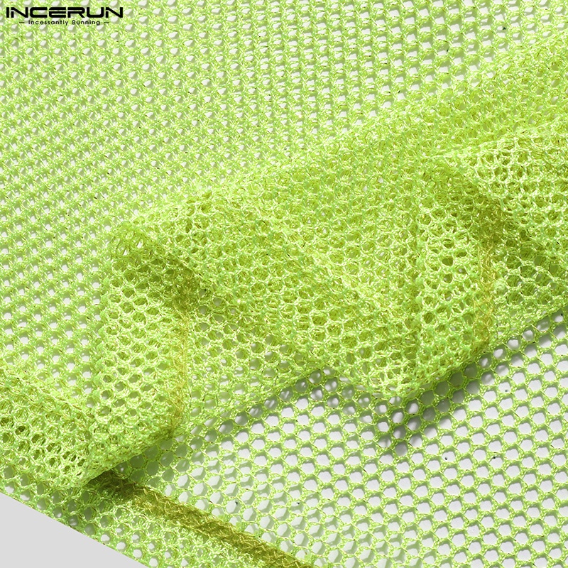 Áo thun INCERUN tay dài xuyên thấu thoáng mát thời trang cho nam