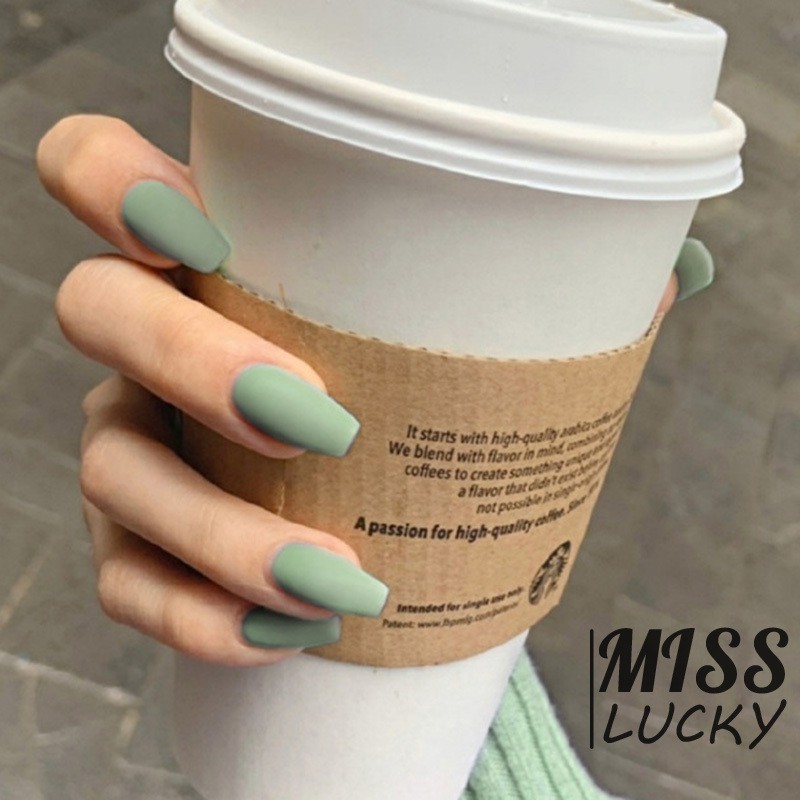 ❤HHN-VN Suitable Girls Summer Decoration Popular Pure Color Wearable Fake Nails Frosted Ballet Square Head Full Cover Na