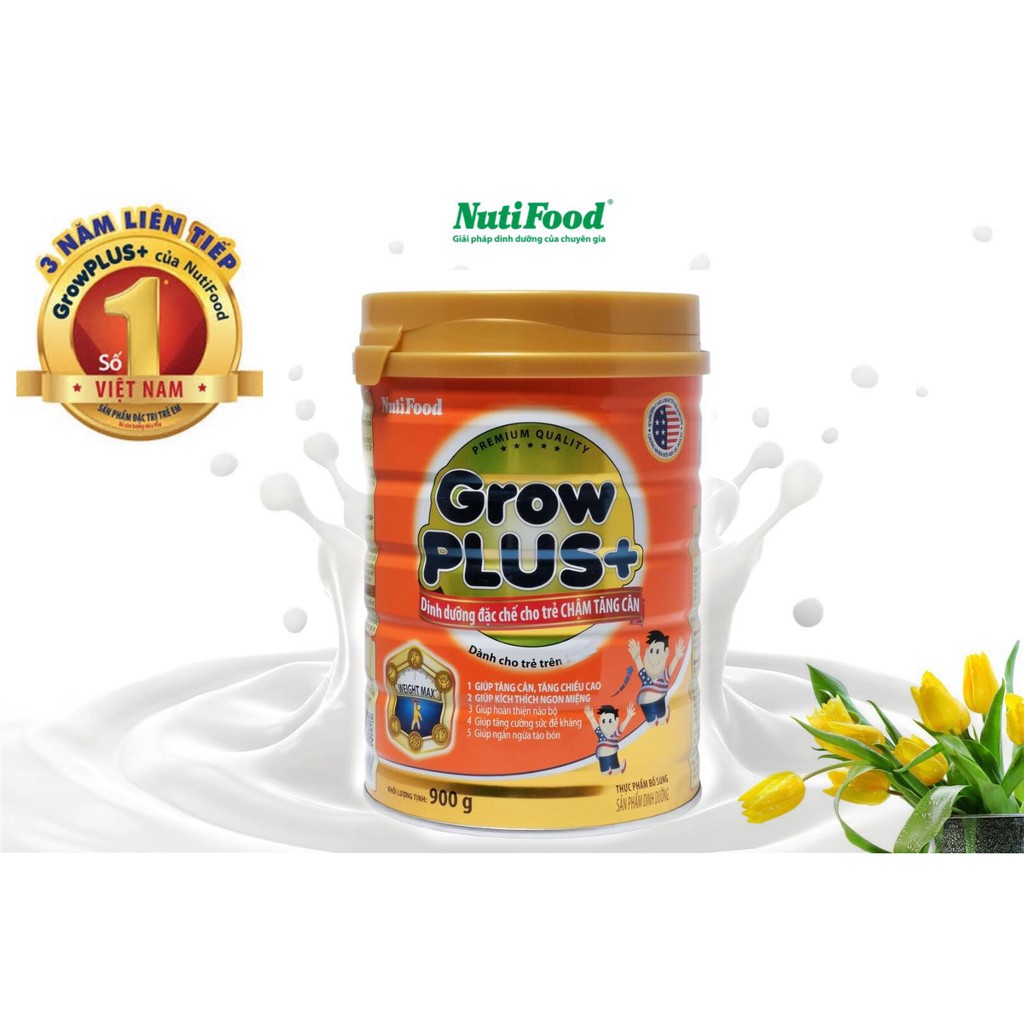 Sữa Nutifood grow plus cam cho trẻ chậm tăng cân loại 900g