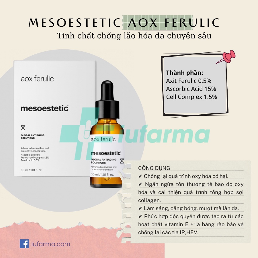 Serum chống lão hóa da chuyên sâu AOX Ferulic Mesoestetic 30ml