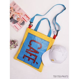 Túi tote Canvas Cafe phối màu có dây đeo chéo Ovan.vn TB1755