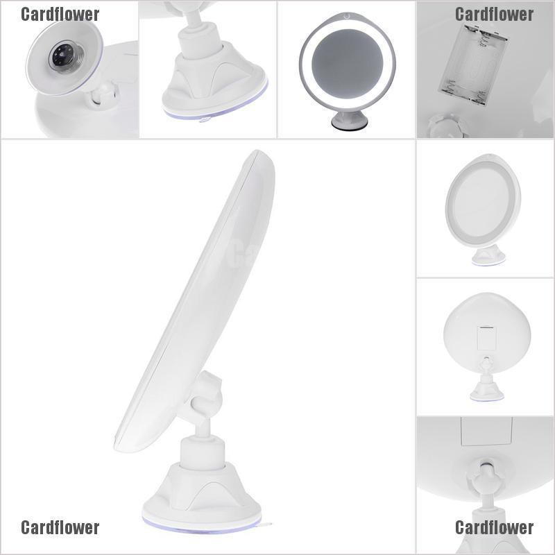 [Hàng mới về] Gương trang điểm để bàn có cốc hút phóng đại 10X xoay 360 độ tích hợp đèn led chất lượng cao
