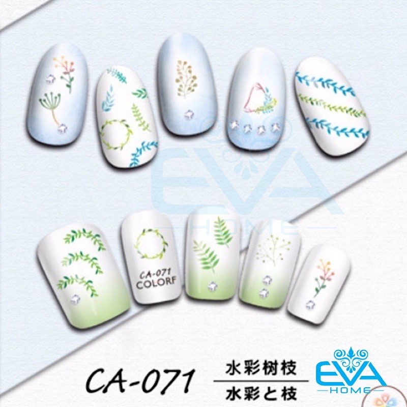 Decal Dán Móng Tay 3D Nail Sticker Tráng Trí Hoạ Tiết Vòng Hoa Và Lá Cây  Plants and Flowers CA071