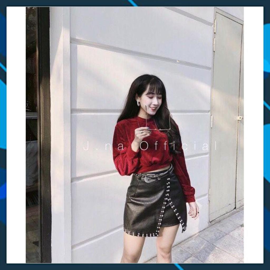 11423B1 Áo nhung tay dài Ulzzang