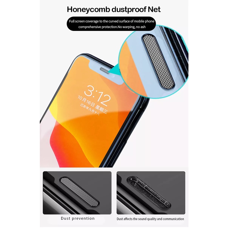 Chống bụi lỗ loa thoại | Dán cường lực Premium cao cấp full màn hình iPhone 11 12 13 14 Pro Max