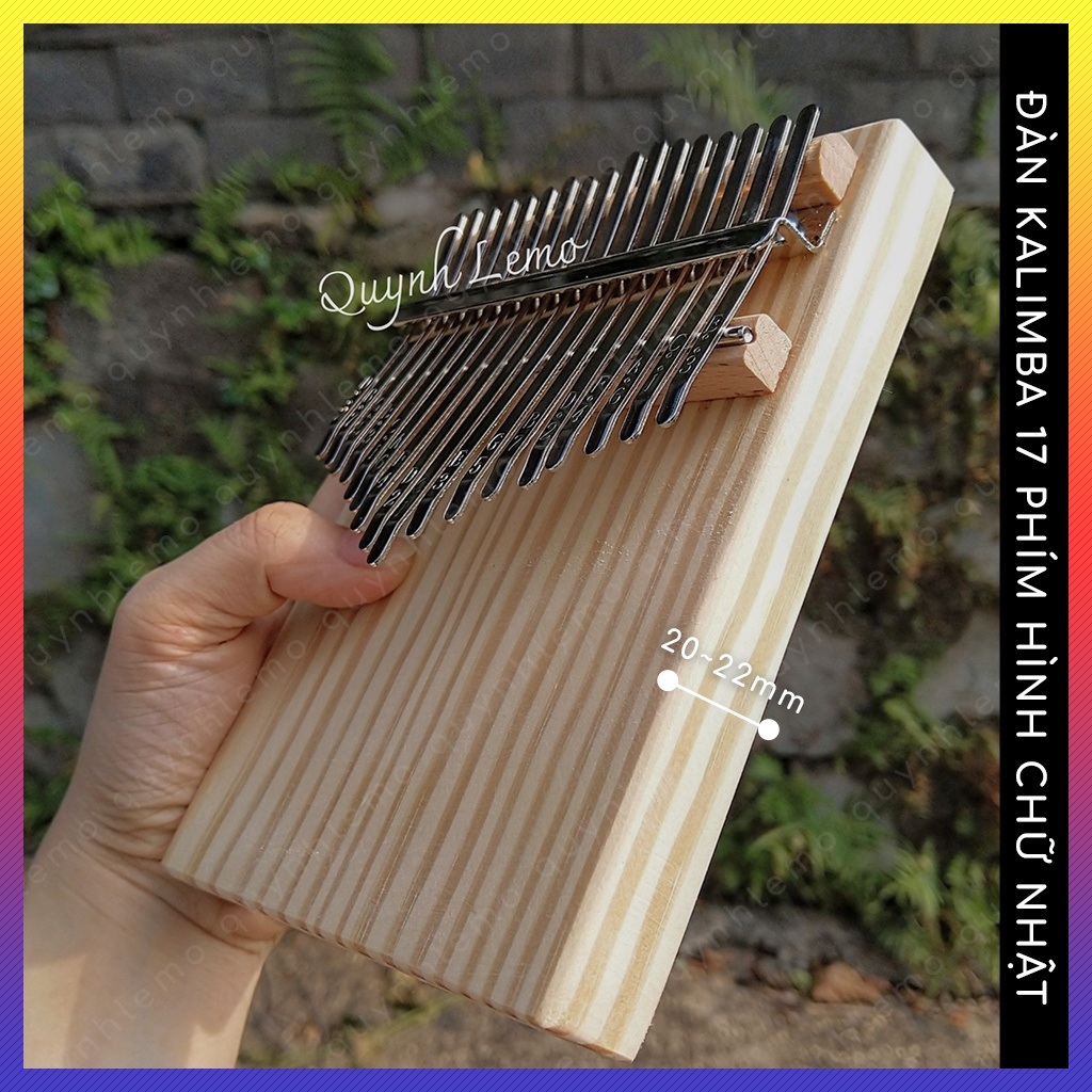 Đàn kalimba 17 phím gỗ thông mỹ hình chữ nhật QUYNHLEMO, piano ngón tay cái phụ kiện hấp dẫn khi mua kèm deal sốc